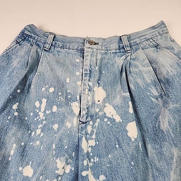 VTG Ralph Lauren Country Pleated Front Distressed Denim Jeans Shorts Size 12 Y2K - Picture 2 of 12